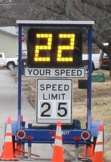 Speed Trailer showing speed of oncoming traffic