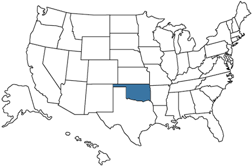 A map of the United States with Oklahoma highlighted.