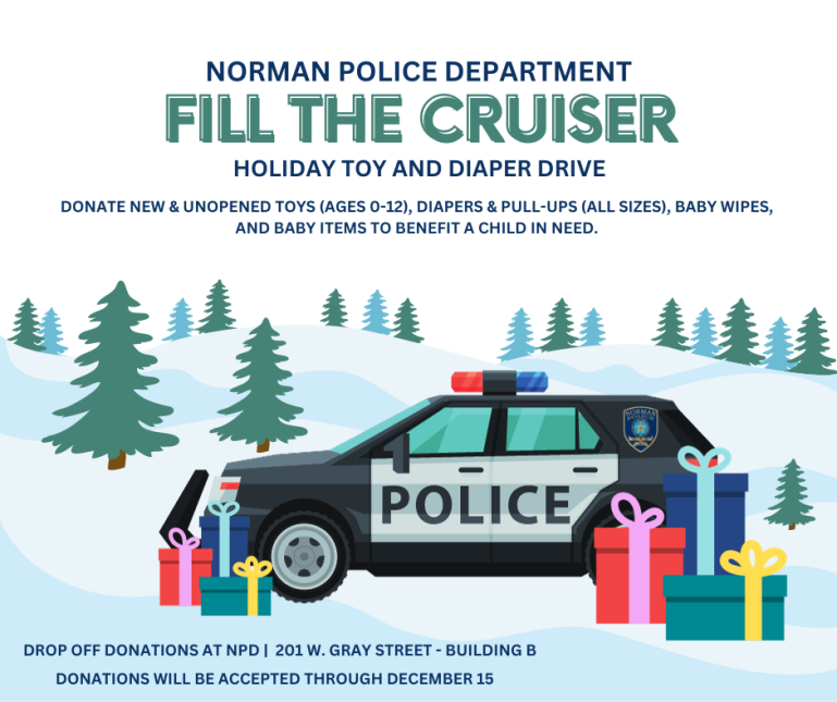 Graphic detailing Holiday Fill the Cruiser Donation Drive