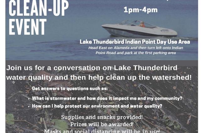 Flyer for Lake thunderbird Watershed Workshop and Clean-up Event November 1, 2020