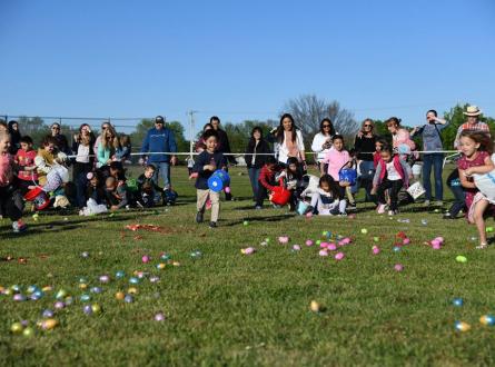 Easter Egg Hunt Kids Gathering Eggs