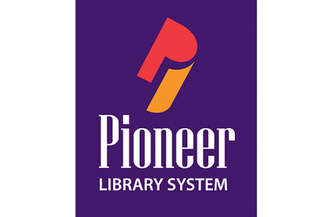 Pioneer Library System Logo in Purple