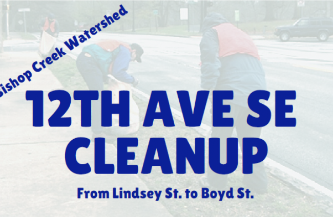 12th ave SE Cleanup on March 27 from 1 pm to 3 pm