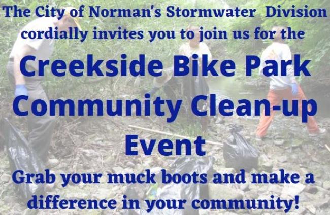 Creekside Bike Park Cleanup on May 22 from 10 am to noon