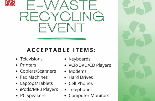 October 28, 2023 E-waste Collection at Reaves Park 9 AM to Noon